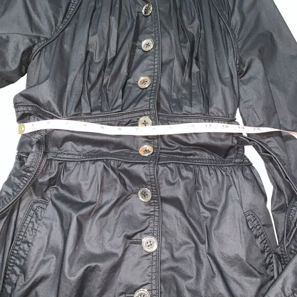 WOMEN'S Catherine Malandrino y2k black cotton and silk Trench coat pleatedSIZE P - Picture 9 of 10